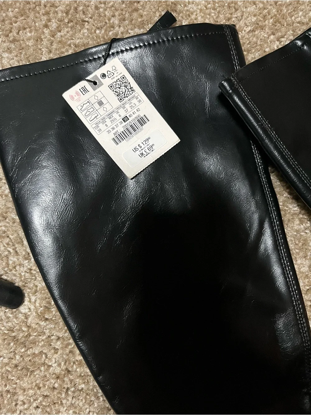 Zara Black Over-the-Knee Pointed Stiletto Boots